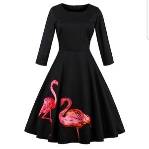 Pinup girl swing flamingo dress Nwt